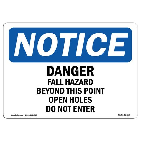 SIGNMISSION OSHA Sign, Fall Hazard Beyond Point Open, 5in X 3.5in, 10PK, 5" W, 3.5" H, Landscape, PK10 OS-NS-D-35-L-10906-10PK